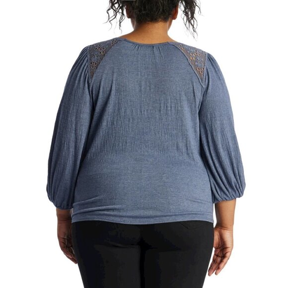 NWT Max Studio Lace Trim V Neck Front Tie Front Blouse Top - Picture 3 of 6